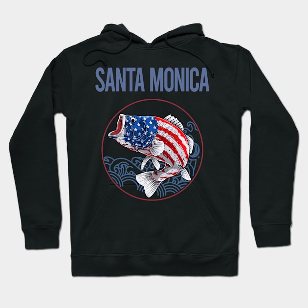 USA Flag Fish Santa Monica Hoodie by rosenbaumquinton52